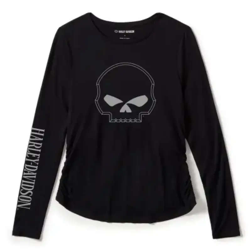 Womens Willie G Skull Long Sleeve Raglan Top - 2XL