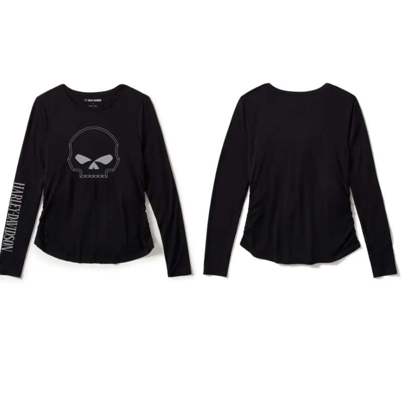 Womens Willie G Skull Long Sleeve Raglan Top - 2XL