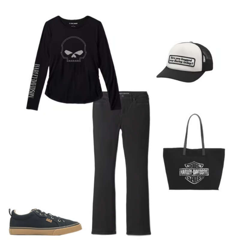 Womens Willie G Skull Long Sleeve Raglan Top - 2XL