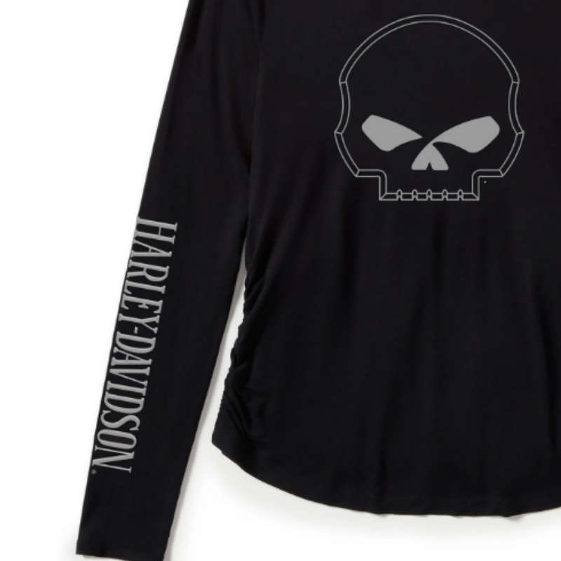 Womens Willie G Skull Long Sleeve Raglan Top - 2XL