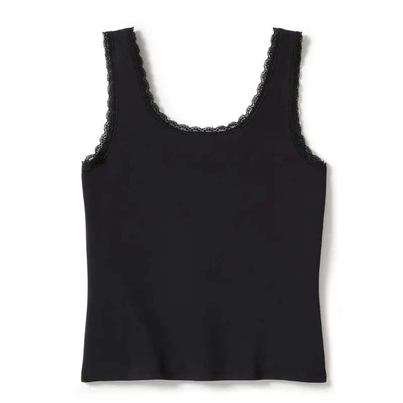 Rose & Thorn Bling Lace Trim Tank - XS