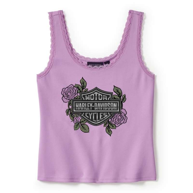 Rose & Thorn Bling Lace Trim Tank - 2XL