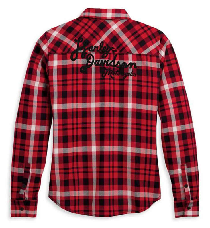 Women's Retro Script Font Flannel Plaid Shirt - 1W