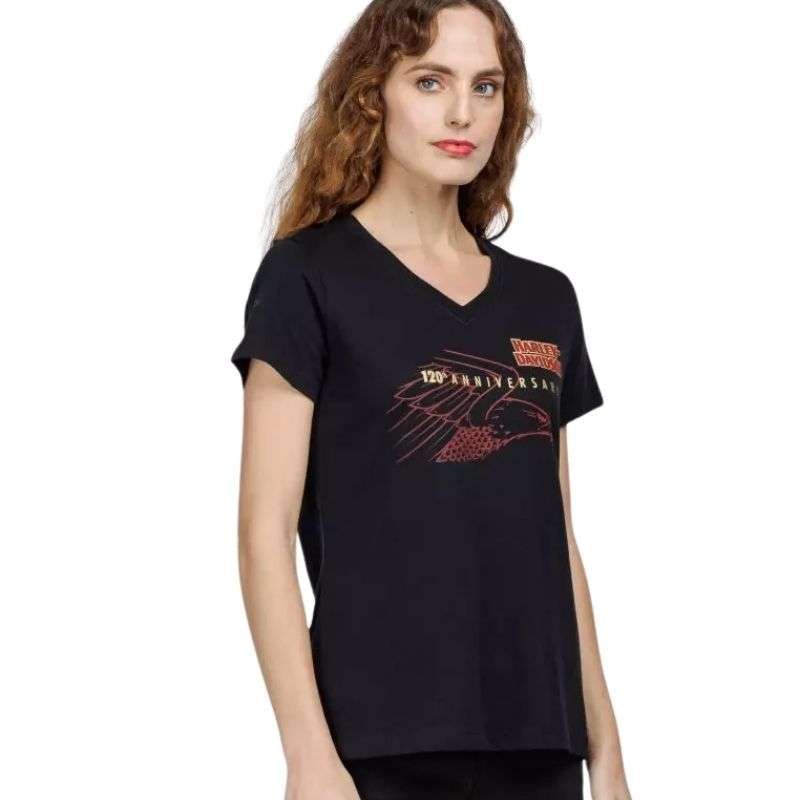 Womens 120th Anniversary United V-Neck Tee  Black Beauty - XL