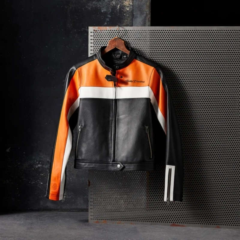 Essential Moto Blocked Leather Jacket - 2XL