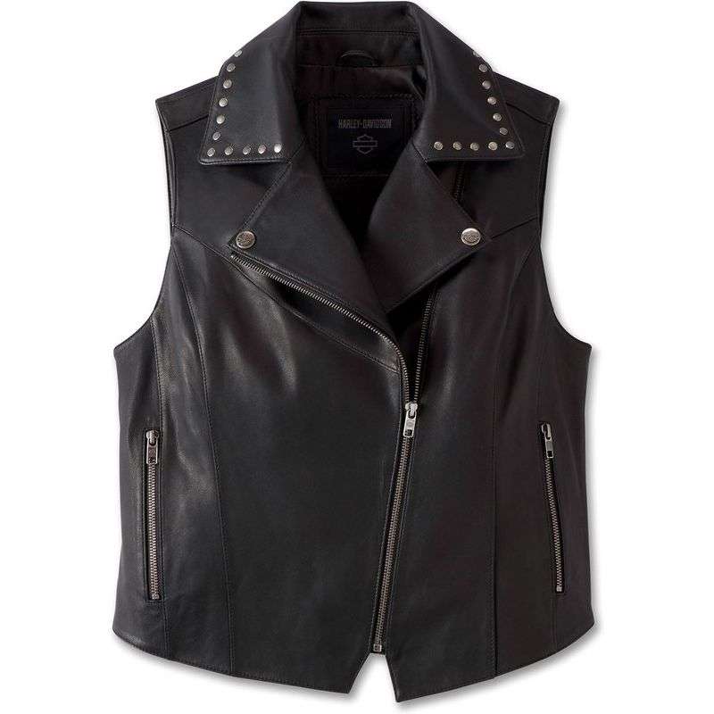 Womens Classic Eagle Studded Leather Vest - M