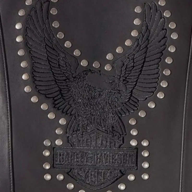 Womens Classic Eagle Studded Leather Vest - M