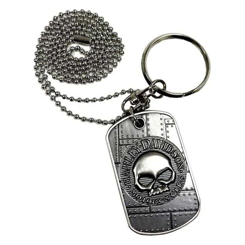 Dog Tag, Willie G. Skull / Bar & Shield Logo, Silver