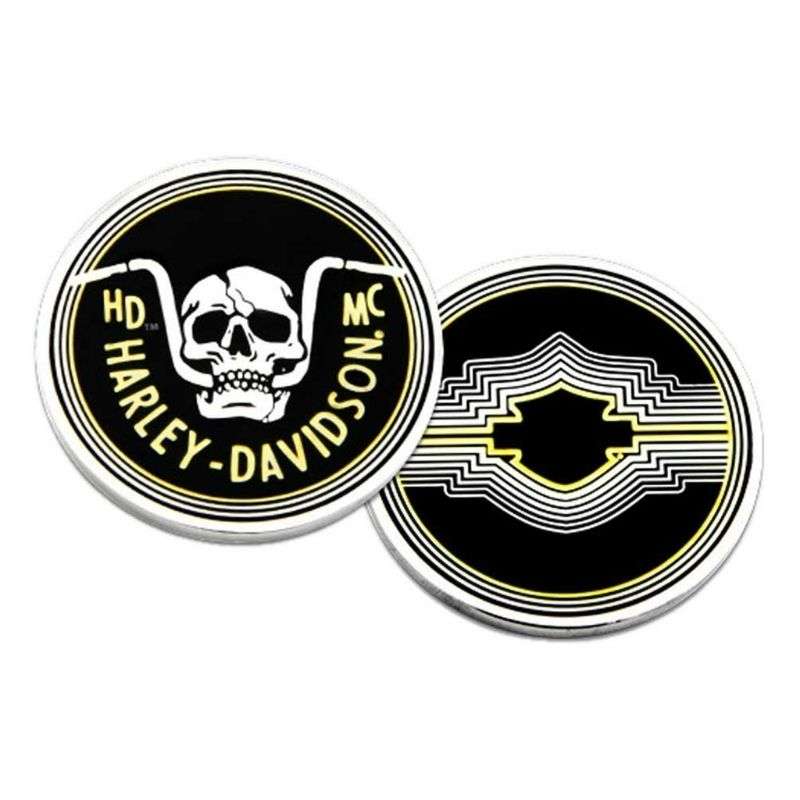 Retro Handlebar Skull Metal Challenge Coin, 1.75 In