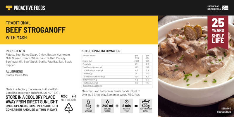 Freeze-dried Traditional Beef Stroganoff with Mash (300g)