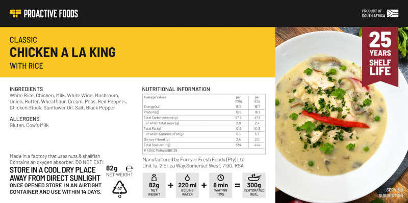 Freeze-dried Classic Chicken a la King with Rice (300g)