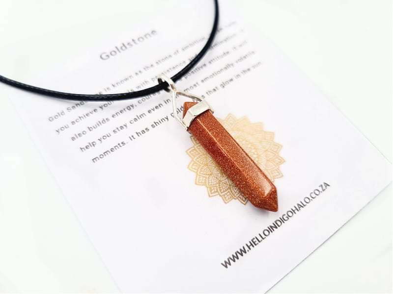 Goldstone Crystal Point Necklace (925 Silver)