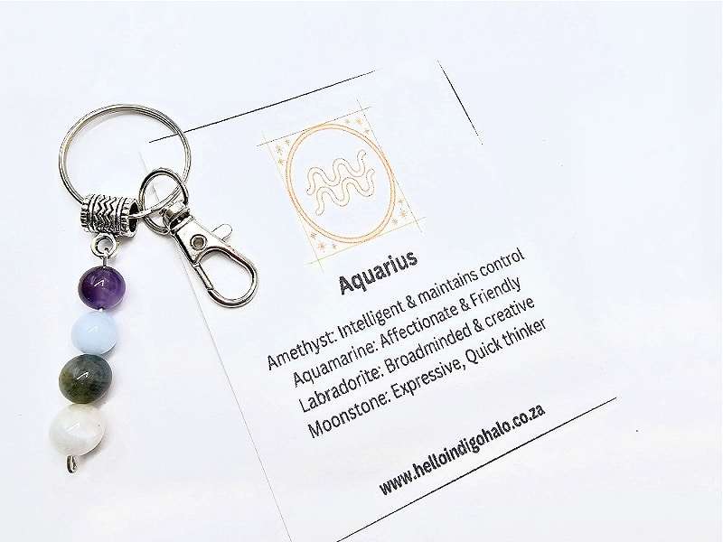 Aquarius Gemstone Key Ring