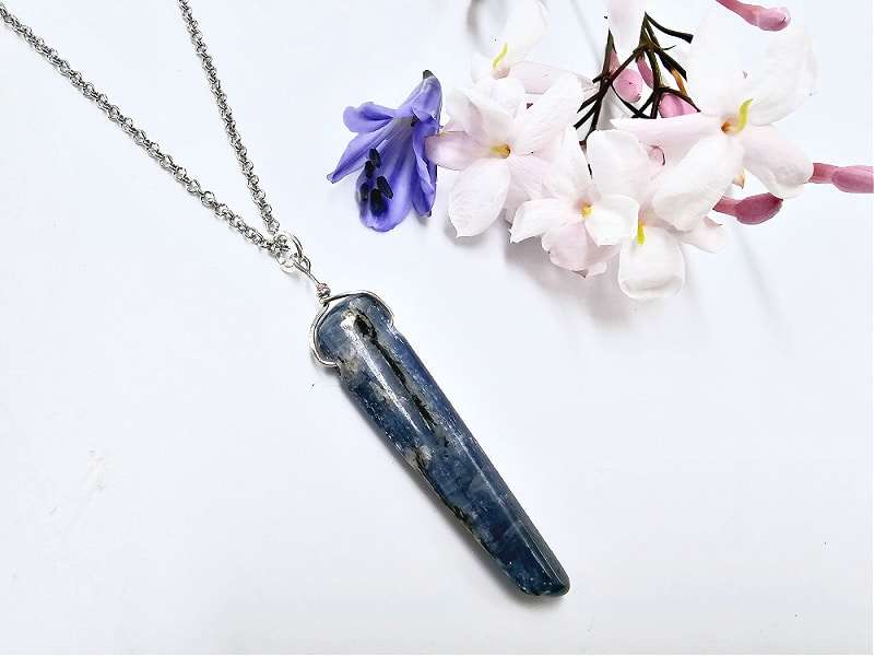 Blue Kyanite Polished Necklace