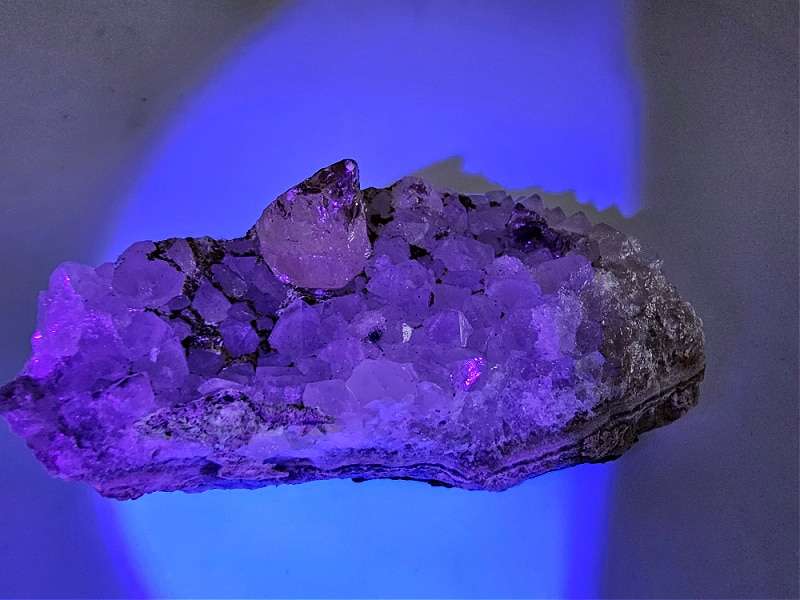 Dogtooth Calcite on Drusy Quartz Cluster B (180g)