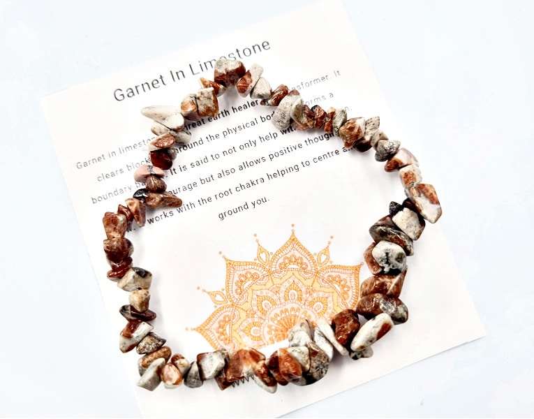 Garnet In Limestone Chips Bangle