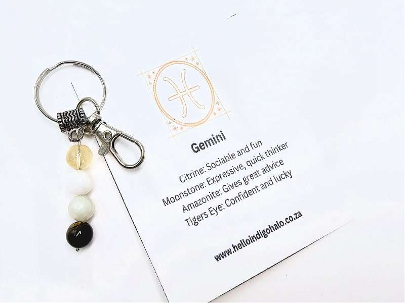 Gemini Gemstone Key Ring