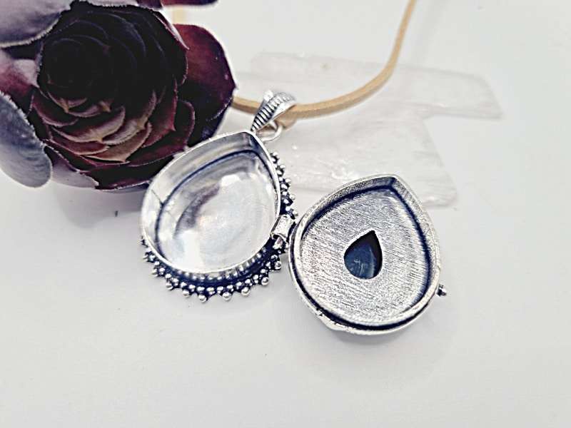 Black Onyx Locket Necklace (Opens)
