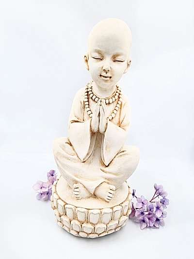 Meditating Monk Statue On Lotus (32cm)