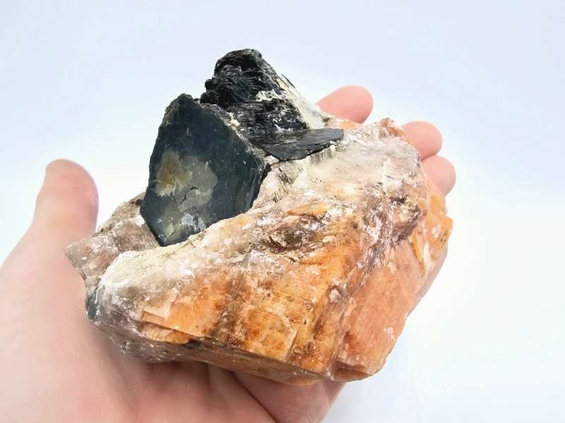 Orange Calcite &amp; Hexagonal Biotite Mica C (596g)