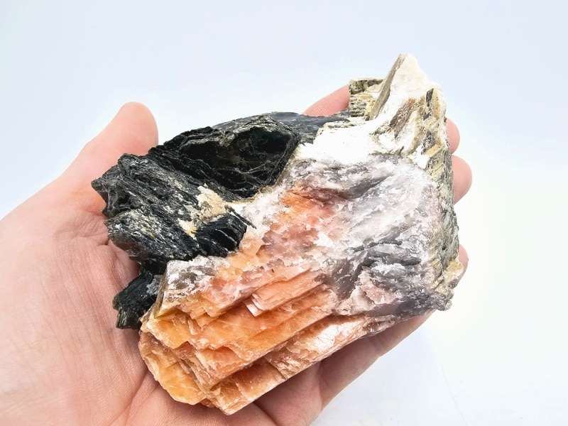 Orange Calcite &amp; Hexagonal Biotite Mica D (390g)