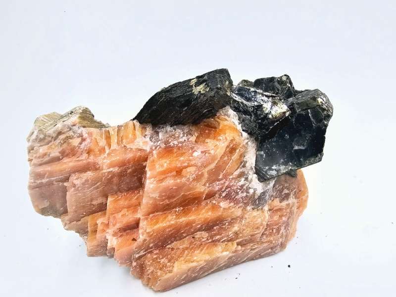 Orange Calcite &amp; Hexagonal Biotite Mica D (390g)