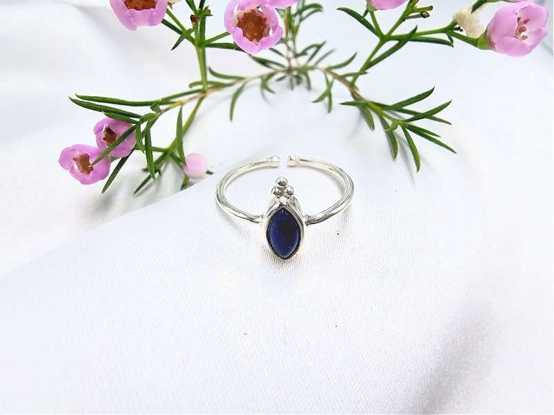 Lapis Lazuli Diamond Circles Ring (925 Silver)