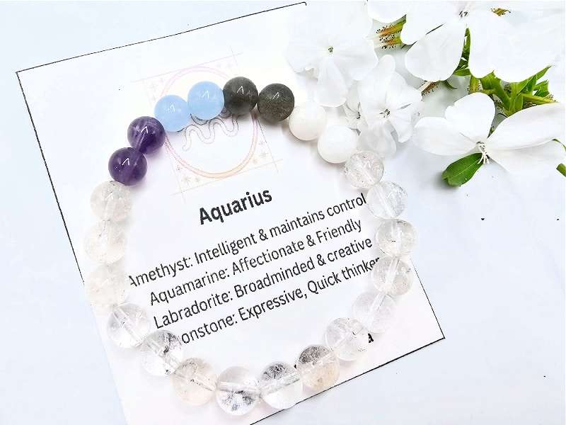 Aquarius Zodiac Gemstone Bangle (20 Jan-18 Feb)