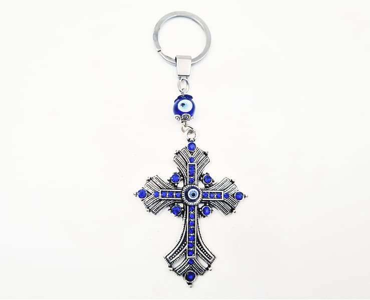 Cross &amp; Evil Eye Keyring