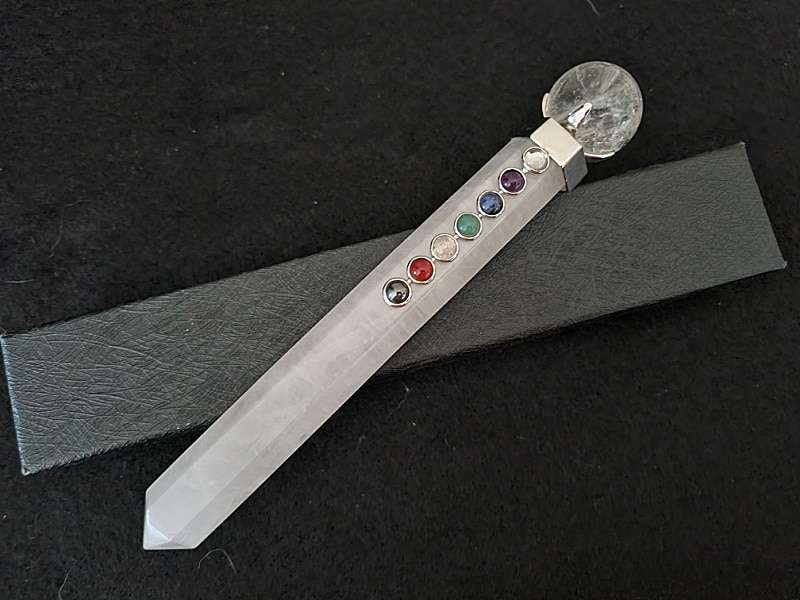 Clear Quartz Chakra Healing Wand Sphere