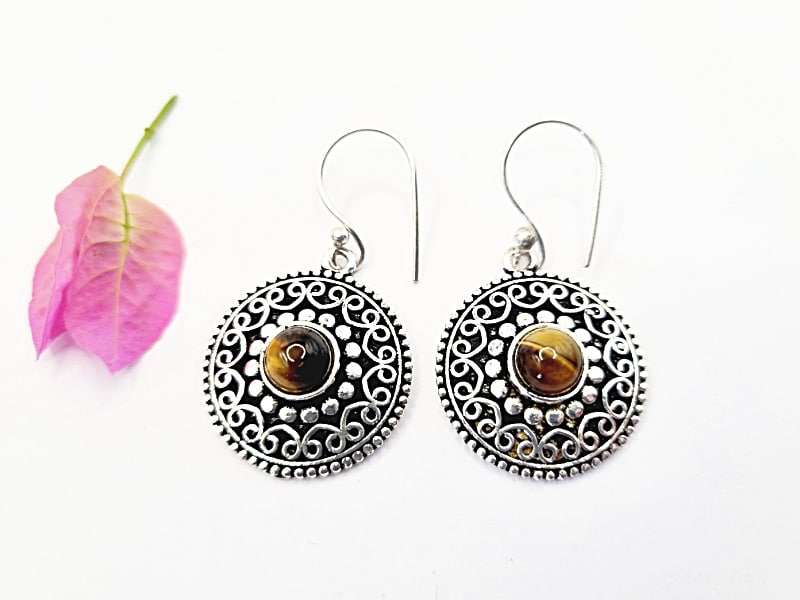 Bohemian Gemstone Earrings Tigers Eye