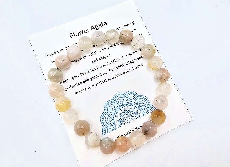 Flower Agate Bangle (8mm)