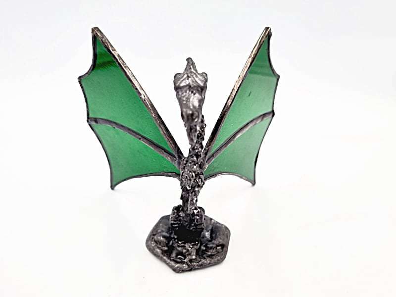 Green Standing Stained Glass Dragon (10cm)
