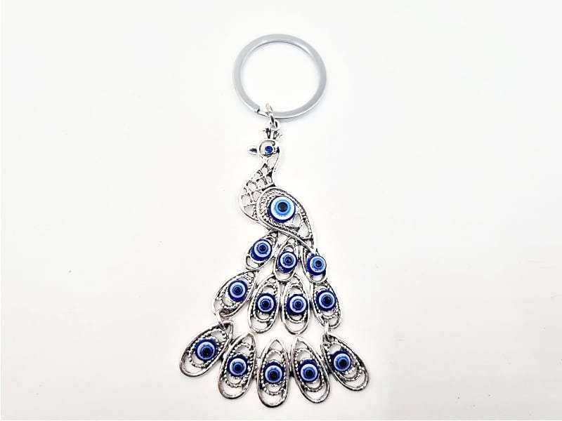 Large Peacock Evil Eye Key Ring