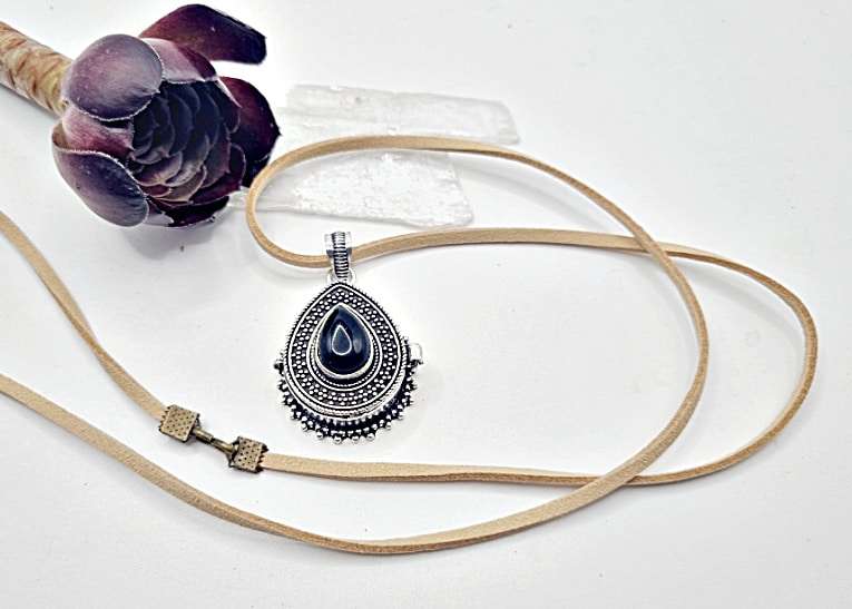 Black Onyx Locket Necklace (Opens)