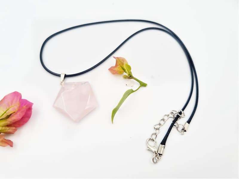 Rose Quartz Flat Hexagon Necklace