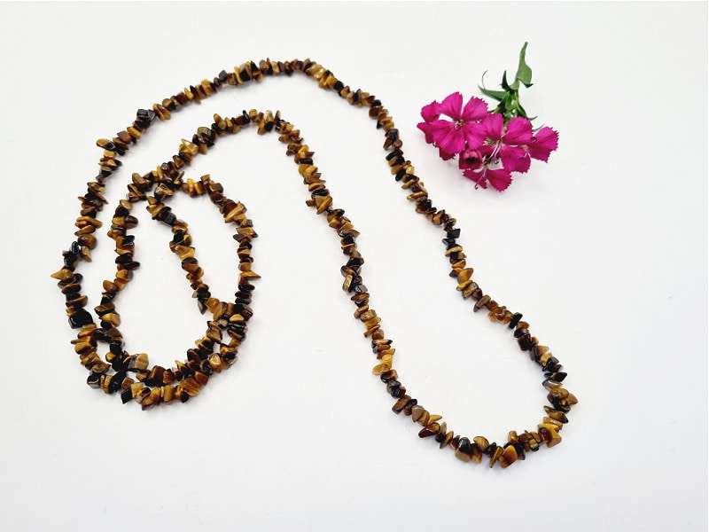 Tigers Eye Stone Chipped Necklace