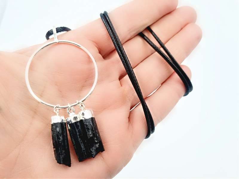 Raw Black Tourmaline Necklace Round