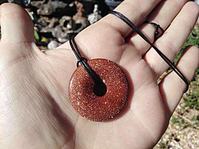 Gold Goldstone Pi Stone Necklace