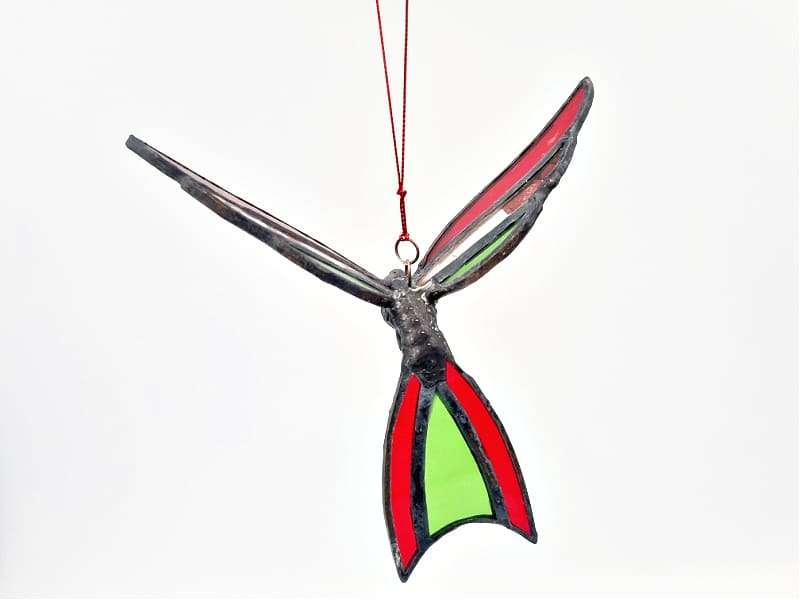 Stained Glass Red Humming Bird (16cm)
