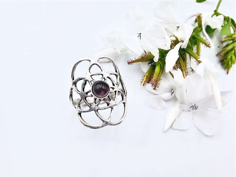 Amethyst Flower Of Life Ring