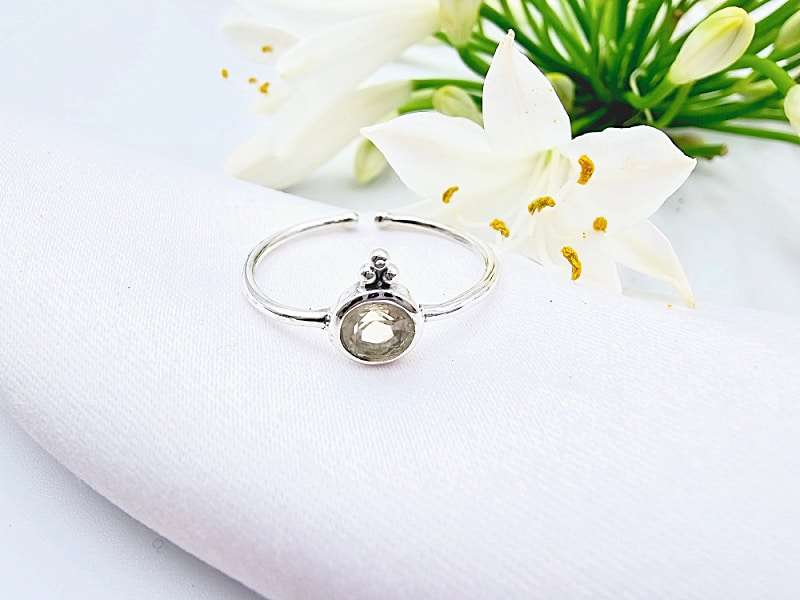 Citrine Ring Round &amp; Circles (925 Silver)