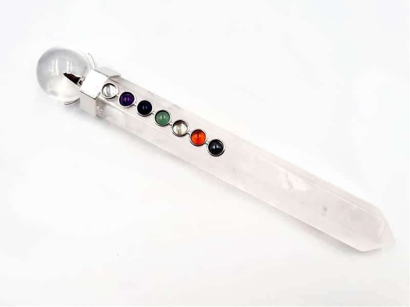 Clear Quartz Chakra Healing Wand Sphere