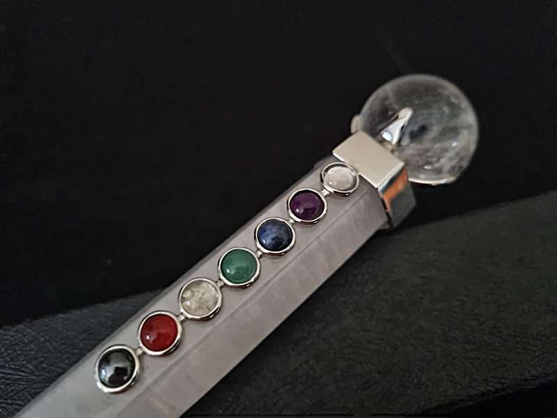 Clear Quartz Chakra Healing Wand Sphere