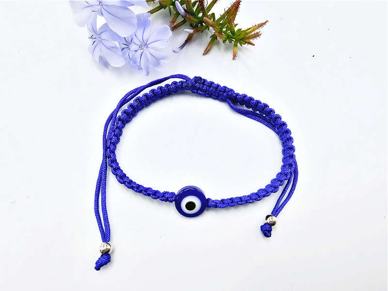 Evil Eye Macrame Bangle (Blue)