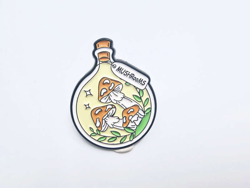 Mushrooms Round Bottle Badge