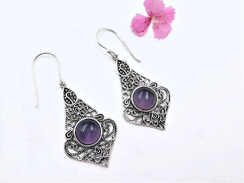 Amethyst Swirl Drop Earrings