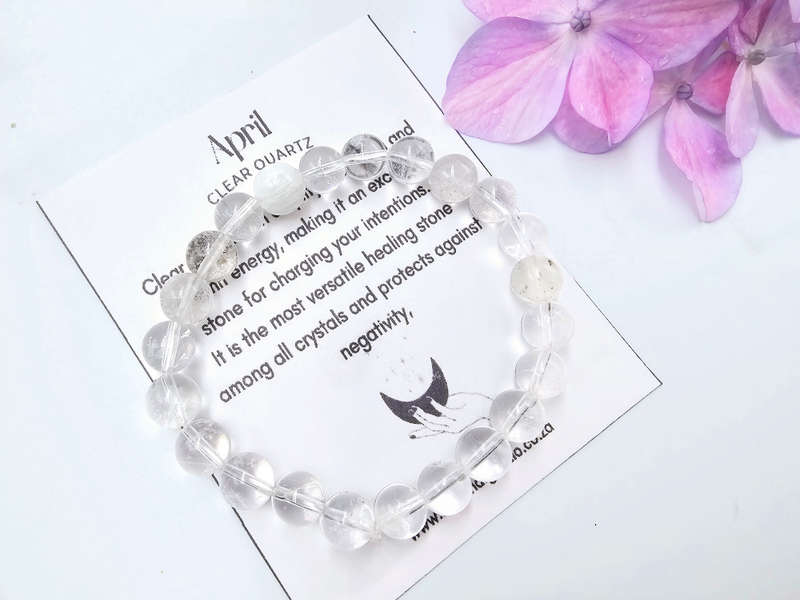 April  Birthstone Bangle Clear Quartz (8mm)