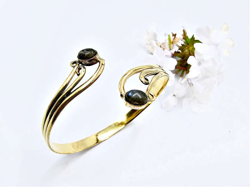 Double Swirl Bangle Labradorite (Brass)