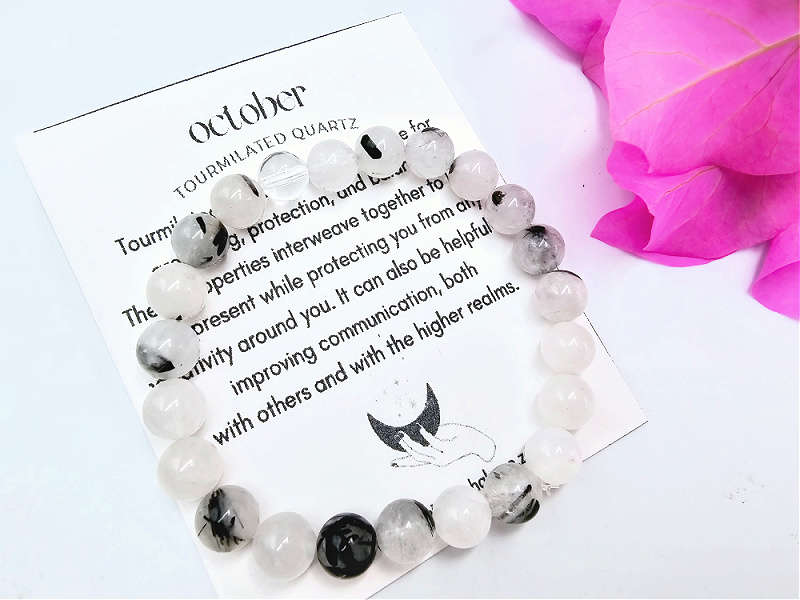 October Birthstone Bangle Tourmilated Quartz (8mm)